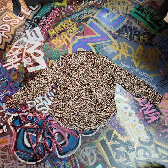 Worthington Leopard print button-up thick long sleeve blouse - size XXL - Picture 7 of 8